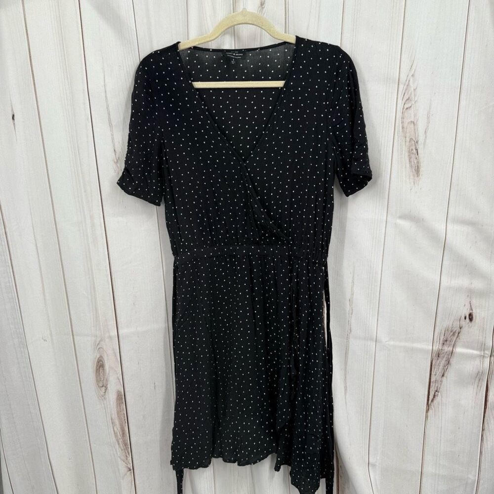 Lucky Brand Women’s Small Black Polka Dot Wrap Dress